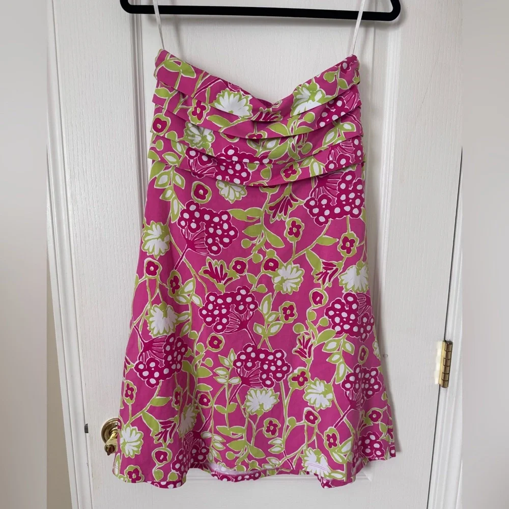 Lilly Pulitzer Petula Hotty Pink Bloomers Strapless Dress Size Medium - Picture 5 of 5